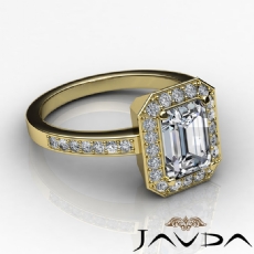 Pave Set Halo Side-Stone diamond  14k Gold Yellow