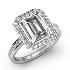 Pave Set Halo Side-Stone diamond Ring 14k Gold White