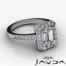 Pave Set Halo Side-Stone diamond Ring 18k Gold White