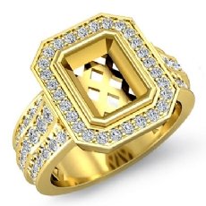 Diamond Engagement Ring 14k Gold Yellow Emerald Semi Mount Halo Setting (1.62Ct. tw.)