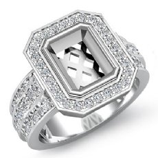 1.62Ct Diamond Engagement Ring 14k White Gold Emerald Semi Mount Halo Setting