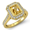 0.5Ct Diamond Engagement Ring Emerald Semi Mount Halo Setting 14k Yellow Gold - javda.com 