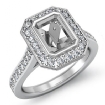 0.5Ct Diamond Engagement Ring Emerald Semi Mount Halo Setting Platinum 950 - javda.com 