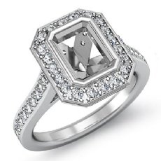 0.50Ct Diamond Engagement Ring Emerald Semi Mount Halo Setting 14K White Gold