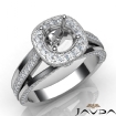 Halo Pre-Set Diamond Engagement Round SemiMount Millgrain Ring Platinum 950 0.9Ct - javda.com 