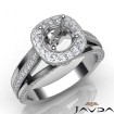 Halo Pre-Set Diamond Engagement Round SemiMount Millgrain Ring 14k White Gold 1.3Ct - javda.com 