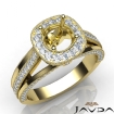 Halo Pre-Set Diamond Engagement Round SemiMount Millgrain Ring 18k Yellow Gold 0.9Ct - javda.com 