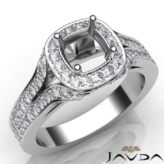 Diamond Engagement Halo Pave Setting Round Semi Mount Ring 14K White Gold 1.40Ct