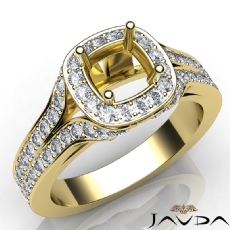 Diamond Engagement Halo Pave Setting Round Semi Mount Ring 18k Gold Yellow  (1.4Ct. tw.)