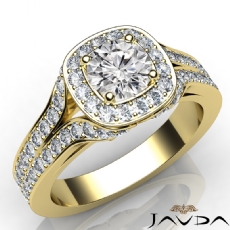 V-Shaped Split Shank Halo diamond Ring 18k Gold Yellow