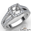 Gorgeous Halo Prong Diamond Engagement Round Semi Mount Ring Platinum 950 0.75Ct - javda.com 