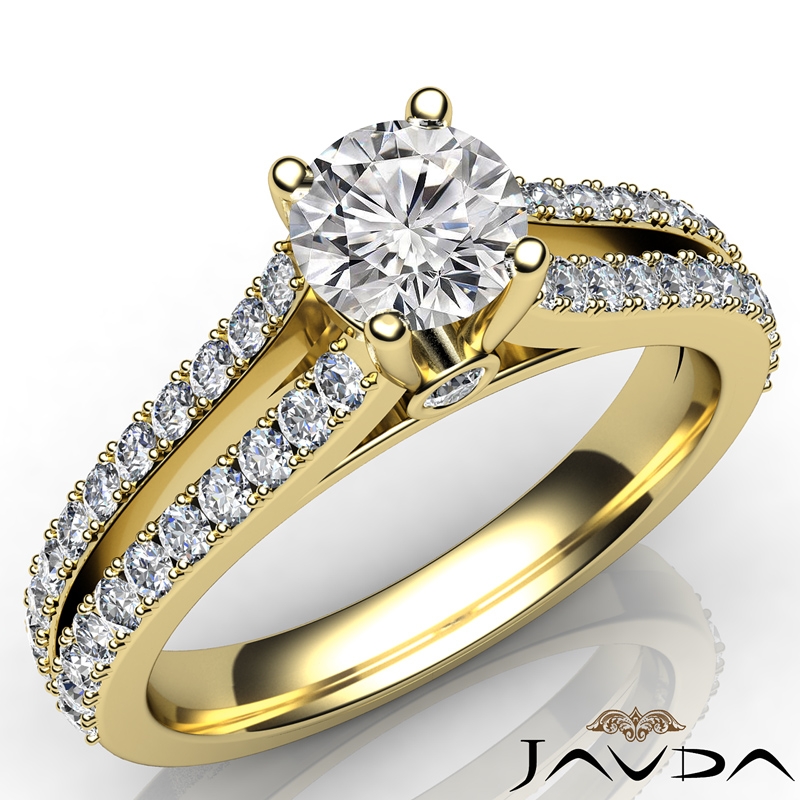Split Shank Double Prong diamond Ring 18k Gold Yellow