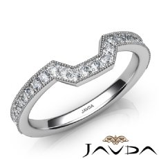Round Diamond Women's Milgrain Band Engagement 2.6mm Ring 14k White Gold 0.50Ct