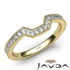 Round Diamond Women's Milgrain Band Engagement 2.6mm Ring 14k Gold Yellow  (0.5Ct. tw.)