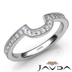 Round Diamond Milgrain Edge Women's Matching Wedding Band 14k White Gold 0.50Ct