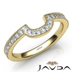 Round Diamond Milgrain Edge Women's Matching Wedding Band 14k Gold Yellow  (0.5Ct. tw.)