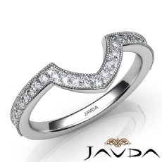 Round Diamond Women's Milgrain Band Engagement 2.6mm Ring 14k White Gold 0.50Ct