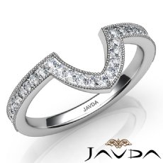 Round Diamond Women's Milgrain Band Engagement 2.6mm Ring 14k White Gold 0.50Ct