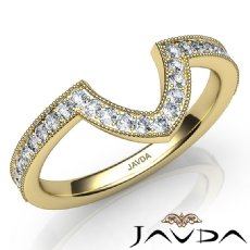 Round Diamond Women's Milgrain Band Engagement 2.6mm Ring 14k Gold Yellow  (0.5Ct. tw.)
