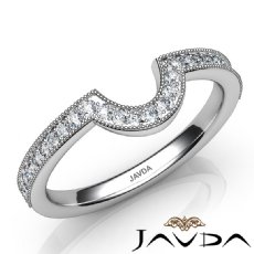 Round Diamond Women's Milgrain Band Engagement 2.6mm Ring 14k White Gold 0.50Ct
