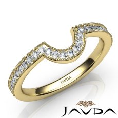 Round Diamond Women's Milgrain Band Engagement 2.6mm Ring 14k Gold Yellow  (0.5Ct. tw.)