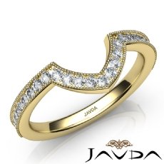 Round Diamond Women's Milgrain Band Engagement 2.6mm Ring 14k Gold Yellow  (0.5Ct. tw.)
