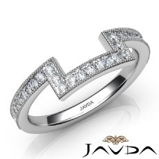 Round Diamond Women's Milgrain Band Engagement 2.6mm Ring 14k White Gold 0.50Ct