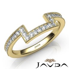 Round Diamond Women's Milgrain Band Engagement 2.6mm Ring 14k Gold Yellow  (0.5Ct. tw.)