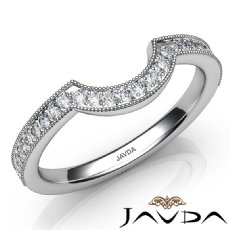Round Diamond Women's Milgrain Band Engagement 2.6mm Ring 14k White Gold 0.50Ct