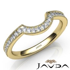 Round Diamond Women's Milgrain Band Engagement 2.6mm Ring 14k Gold Yellow  (0.5Ct. tw.)