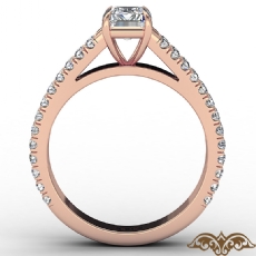French U Cut Pave Split Shank diamond Ring 18k Rose Gold