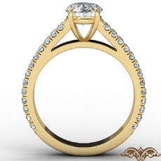 French U Cut Pave Split Shank diamond Ring 14k Gold Yellow