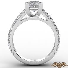 French U Cut Pave Split Shank diamond Ring 14k Gold White
