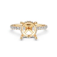U Pave Hidden Halo Semi Mount Diamond Engagement Ring 14k Gold Yellow  (0.48Ct. tw.)