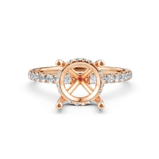 U Pave Hidden Halo Semi Mount Diamond Engagement Ring 14k Rose Gold  (0.48Ct. tw.)