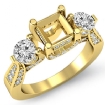 Round Diamond Three 3 Stone Engagement Ring Asscher Semi Mount 18k Yellow Gold 1.2Ct - javda.com 