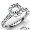 French Cut Pave Set Diamond Engagement Round Semi Mount Ring 14k White Gold 1Ct - javda.com 