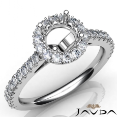 French Cut Pave Set Diamond Engagement Round Semi Mount Ring 14K W Gold 1Ct