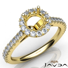 French Cut Pave Set Diamond Engagement Round Semi Mount Ring 14k Gold Yellow  (1Ct. tw.)