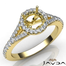 Diamond Engagement 18k Gold Yellow Halo Pave Setting Round Semi Mount Ring  (0.5Ct. tw.)