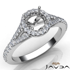 Diamond Engagement 14K White Gold Halo Pave Setting Round Semi Mount Ring 0.50Ct