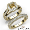 Pave Diamond Engagement Ring Bridal Sets 14k Yellow Gold Asscher Semi Mount 1.7Ct - javda.com 