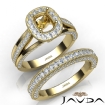 Pave Diamond Engagement Ring Bridal Sets 14k Yellow Gold Cushion Semi Mount 1.7Ct - javda.com 