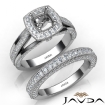 Pave Diamond Engagement Ring Cushion Semi Mount Bridal Sets Platinum 950  1.7Ct - javda.com 