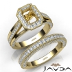 Pave Diamond Engagement Ring Bridal Sets 14k Yellow Gold Emerald Semi Mount 1.7Ct - javda.com 