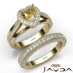 Pave Diamond Engagement Ring Bridal Sets 18k Yellow Gold Heart Semi Mount 1.7Ct - javda.com 