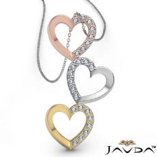 Round Diamond Heart Pendant 14K Tri Color Gold (0.19 ct tw)
