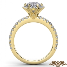 Scalloped Halo French Cut Pave diamond Ring 18k Gold Yellow