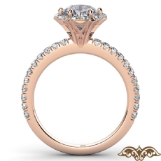 Scalloped Halo French Cut Pave diamond Ring 14k Rose Gold