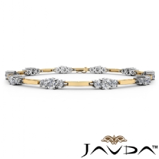 3.6mm Prong Set 2.5Ct Round Diamond Line Bracelet 7 Inch Length 14k 2 Tone Gold